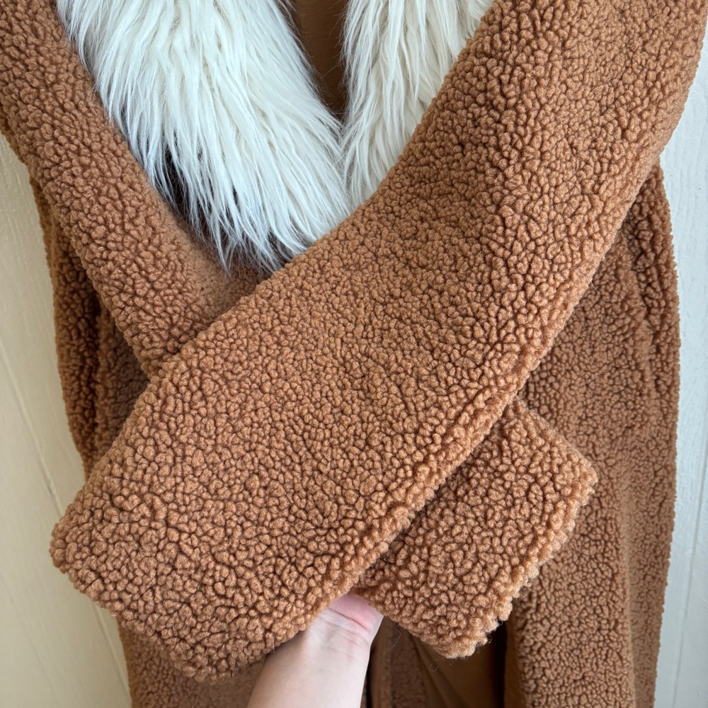 Show Me Your MuMu Stay Warm Faux Fur Collar Teddy Sherpa Chic Coat Jacket - Picture 12 of 16